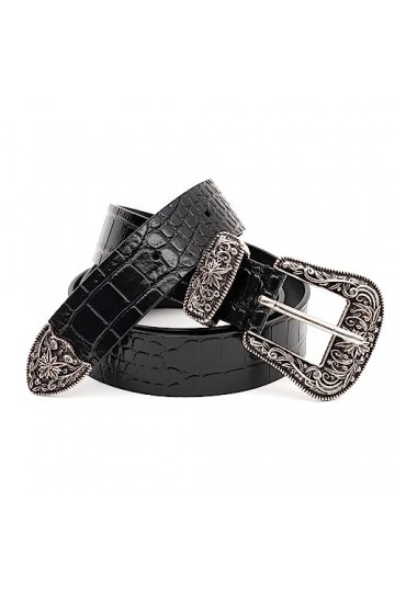 MUF MODISH UNIQUE FASHION Ceinture Femme en Cuir Pleine Fleur Effet Croco Haute de gamme Fashionable Luxury Brand, Fabriquée 