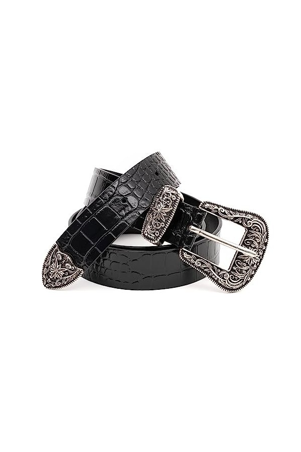 MUF MODISH UNIQUE FASHION Ceinture Femme en Cuir Pleine Fleur Effet Croco Haute de gamme Fashionable Luxury Brand, Fabriquée 