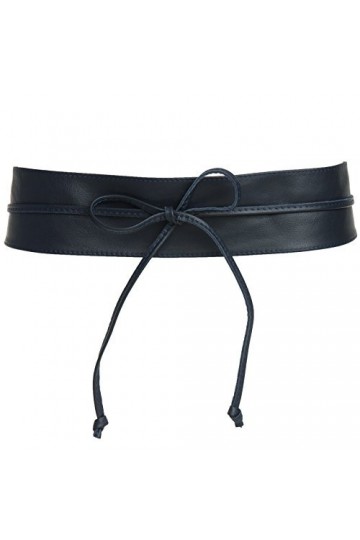 Caspar GU285 Ceinture à nouer en cuir femme, Couleur:bleu foncé, Taille:Taille unique