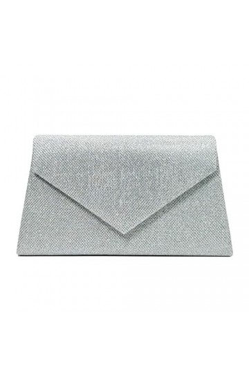 FUZYXIH Sac de soirée élégant pour femme - Pochette de mariage à paillettes - En forme denveloppe, Argenté.