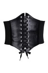 Glamorstar Ceinture large élastique en cuir à lacets pour femme - noir - M:taille 27/30"