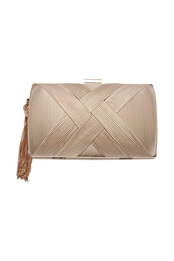 Vklopdsh Pompon Mode Femme Pochette Sac à Bandoulière Sacs à Main Féminin Fête Mariage Soirée pour Téléphone Porte-monnaie Or
