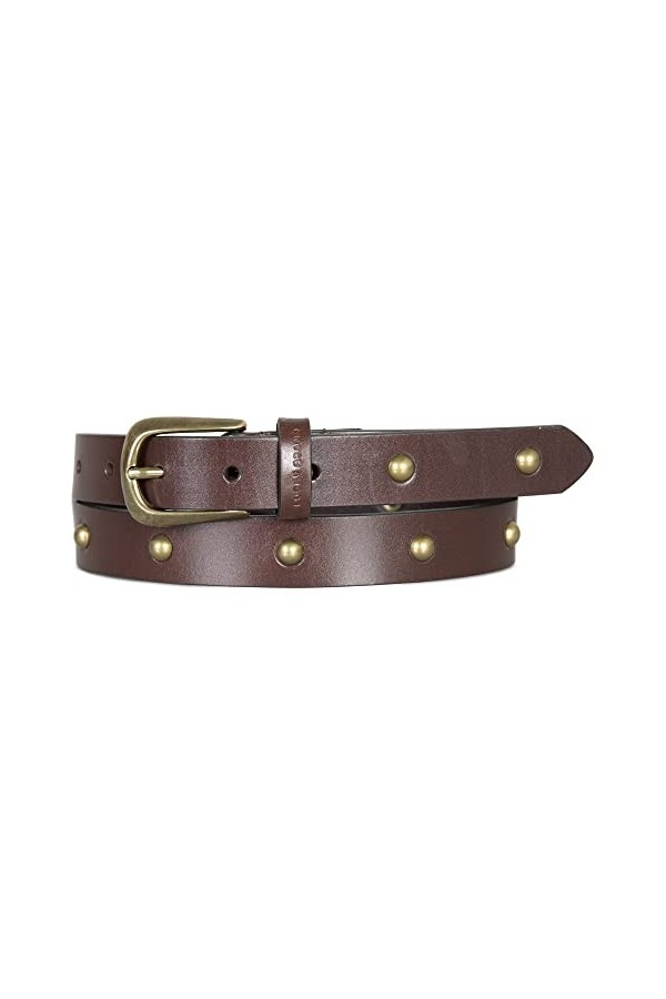 Lucky Brand Ceinture en Cuir avec Rivets, Marron, L Femme