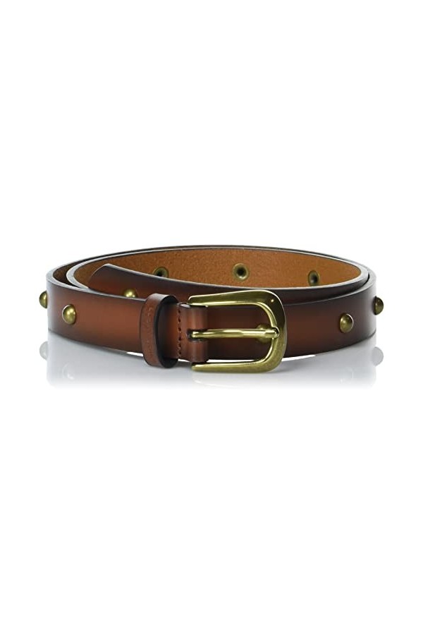 Lucky Brand Ceinture en Cuir avec Rivets, Marron, L Femme