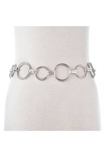 CLARA Ceinture en métal poli avec anneau torique pour femme - Gris - taille unique