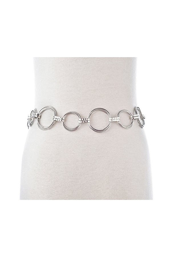 CLARA Ceinture en métal poli avec anneau torique pour femme - Gris - taille unique