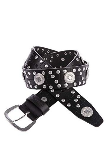 Cipo & Baxx Ceinture en cuir pour femme WG100 en noir, blanc ou marron tabac, couleur : noir, longueur de la ceinture : W25-W