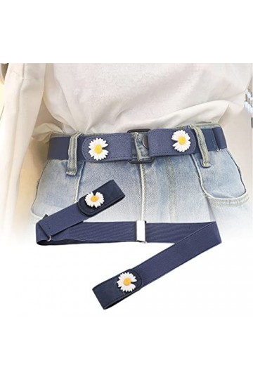 Ceinture sans boucle, réglable, douce et invisible, sans boucle, ceinture élastique sans boucle, pour femme et fille, bleu, r