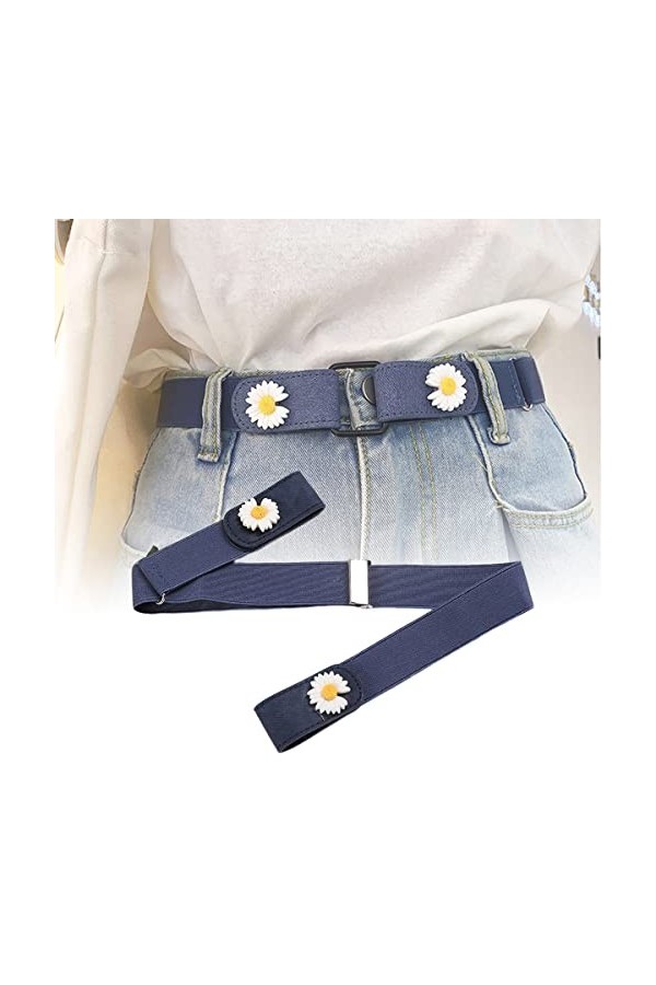 Ceinture sans boucle, réglable, douce et invisible, sans boucle, ceinture élastique sans boucle, pour femme et fille, bleu, r