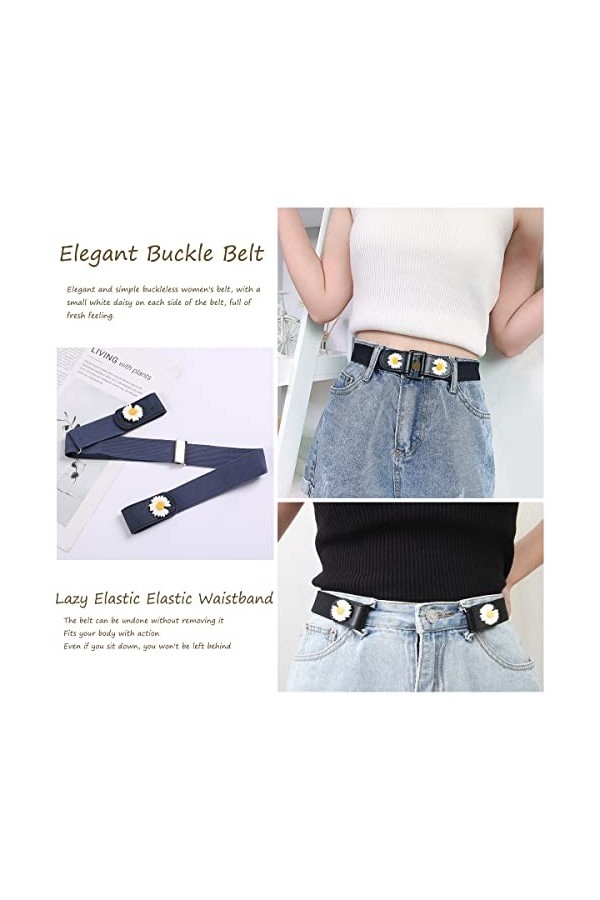 Ceinture sans boucle, réglable, douce et invisible, sans boucle, ceinture élastique sans boucle, pour femme et fille, bleu, r