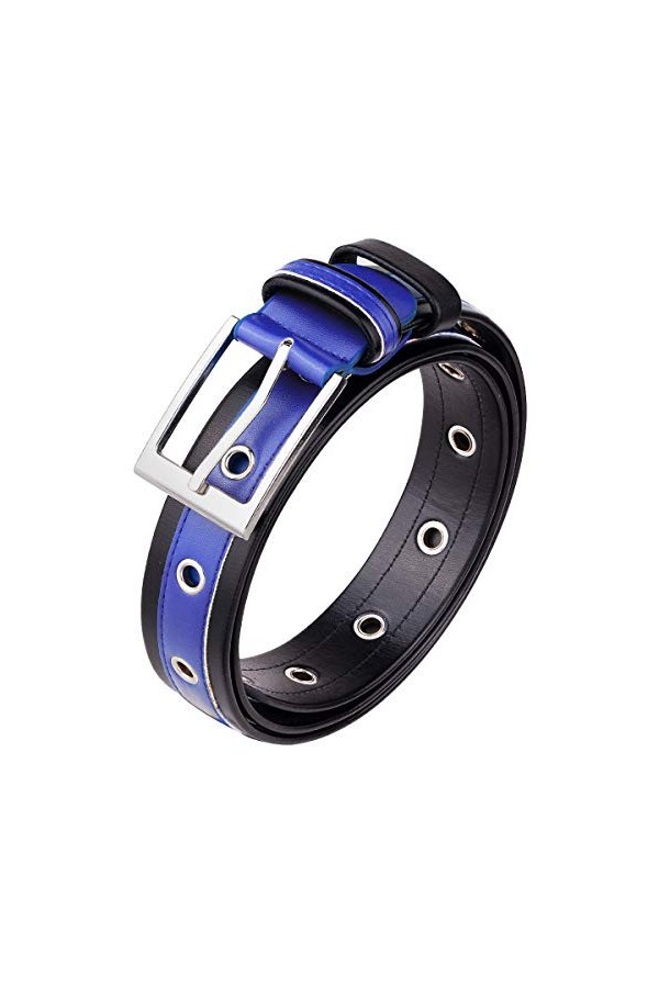 KYEYGWO Ceinture unisexe en cuir synthétique pour jeans, pantalons, femmes, couleurs mélangées avec boucle à broche unique, c