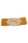 Brandelia Ceinture élastique pour femme, fermeture dorée pour robes, pantalons et jupes - Jaune - taille unique