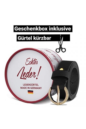 Cartvelli Ceinture pour femme Coffret cadeau 2,5 cm - Noir - Medium