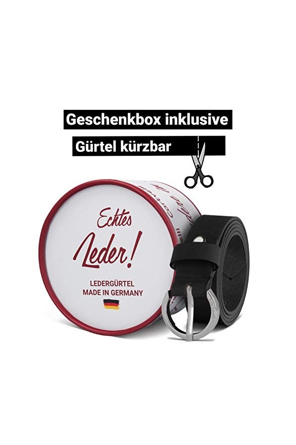 Cartvelli Ceinture pour femme avec coffret cadeau 2,5 cm - Noir - Large