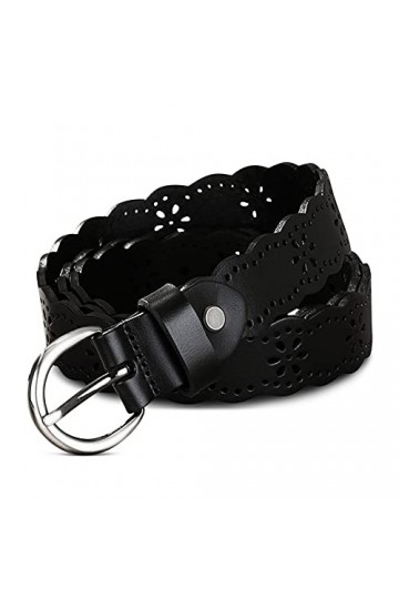 DORRISO Mode Femme Ceinture Cuir véritable Ceinture Cuir Boucle Ceintur Fait 105 CM Noir