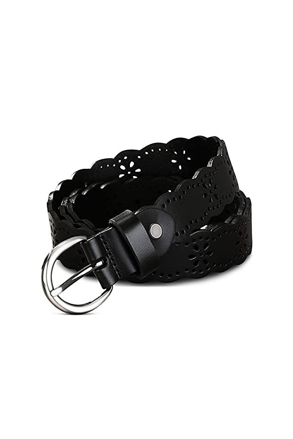DORRISO Mode Femme Ceinture Cuir véritable Ceinture Cuir Boucle Ceintur Fait 105 CM Noir
