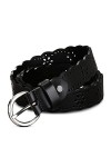 DORRISO Mode Femme Ceinture Cuir véritable Ceinture Cuir Boucle Ceintur Fait 105 CM Noir