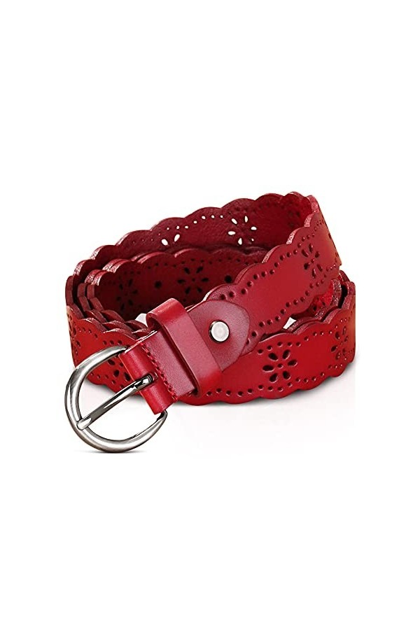 DORRISO Mode Femme Ceinture Cuir véritable Ceinture Cuir Boucle Ceintur Fait 105 CM Noir