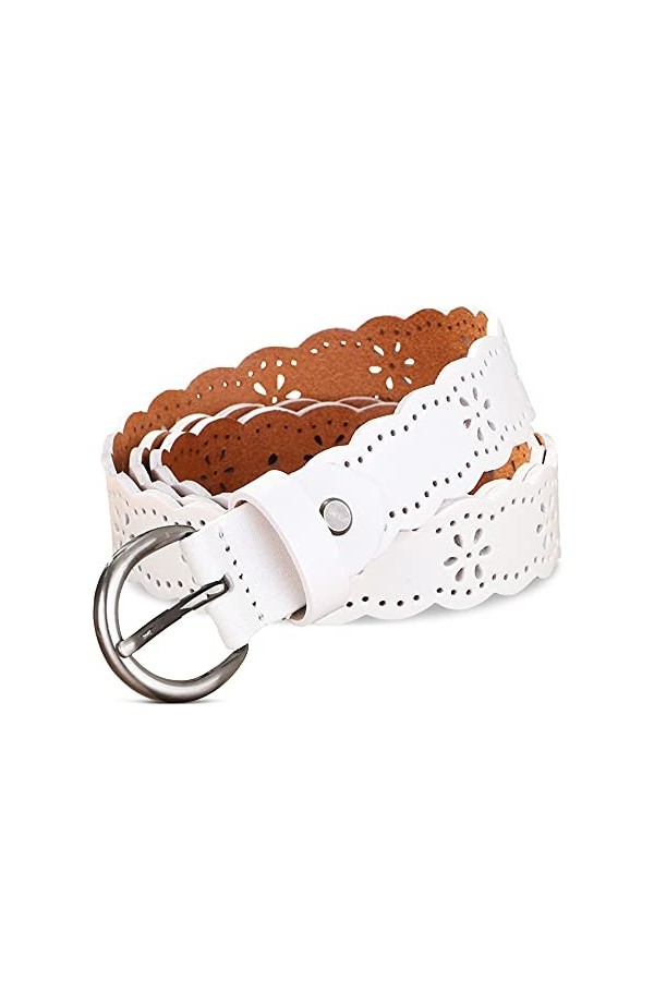 DORRISO Mode Femme Ceinture Cuir véritable Ceinture Cuir Boucle Ceintur Fait 105 CM Noir