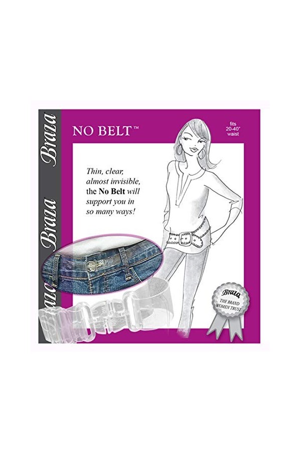 Braza Pas de ceinture - Invisible, réglable, transparent pour tour de taille de 50,8 à 101,6 cm, clair, taille unique