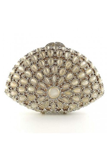 GALSOR Pochette de soirée pour femme avec strass pour mariage, cocktail, sac à main avec chaîne, doré, 18.9x5.5x12.5cm