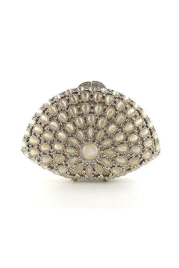 GALSOR Pochette de soirée pour femme avec strass pour mariage, cocktail, sac à main avec chaîne, doré, 18.9x5.5x12.5cm