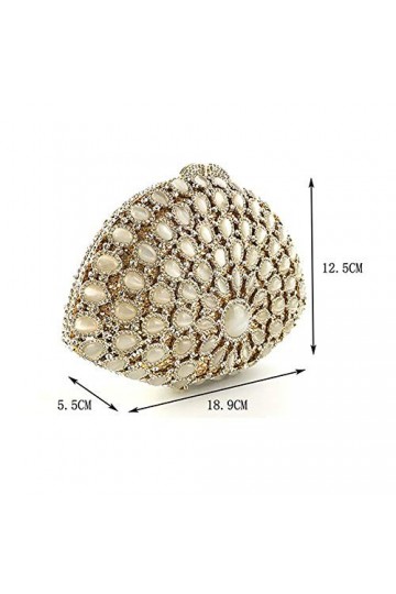 GALSOR Pochette de soirée pour femme avec strass pour mariage, cocktail, sac à main avec chaîne, doré, 18.9x5.5x12.5cm