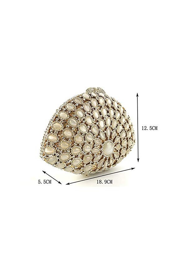 GALSOR Pochette de soirée pour femme avec strass pour mariage, cocktail, sac à main avec chaîne, doré, 18.9x5.5x12.5cm
