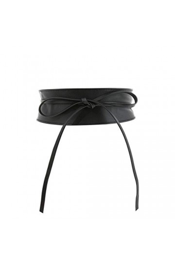 FASHIONGEN - Ceinture femme Obi en Véritable Cuir de Vachette Pleine Fleur, Ceinture pour robe, CASSIANE - Noir, S-M