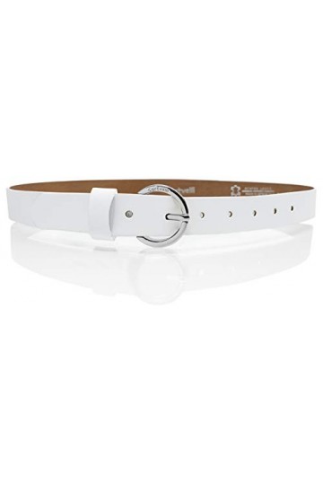 Cartvelli Ceinture en cuir pour femme - 2,5 cm - Avec boîte cadeau - Fabriquée en Allemagne - Fermoir argenté - Blanc - X-Lar