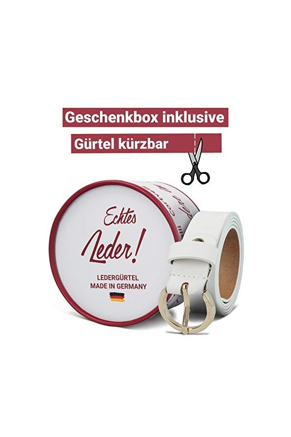 Cartvelli Ceinture pour femme avec fermeture Doré 2,5 cm - Blanc - Small