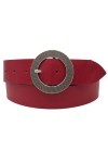 AnnaMatoni Ceinture en cuir de vachette pour femme - Boucle ronde - 4 cm de large - En cuir véritable 105, rouge 