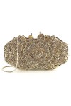 GALSOR Sac de fête pour femme - Pochette à fleurs - Sac de soirée - Sac à main avec chaîne - Sac de banquet, doré, 18x6.5x9cm
