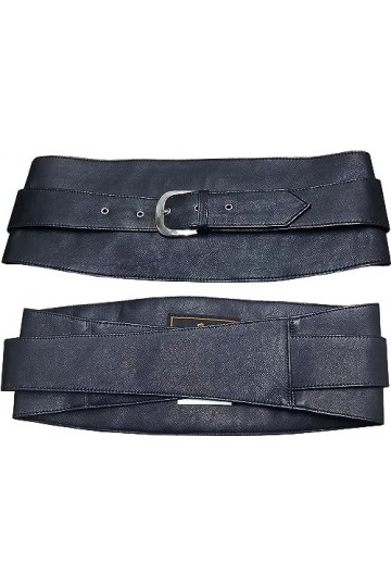 Royals Fashion Ceinture Obi en cuir véritable noir pour femme, ceinture à boucle large et élégante, Noir , XXL