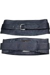 Royals Fashion Ceinture Obi en cuir véritable noir pour femme, ceinture à boucle large et élégante, Noir , XXL