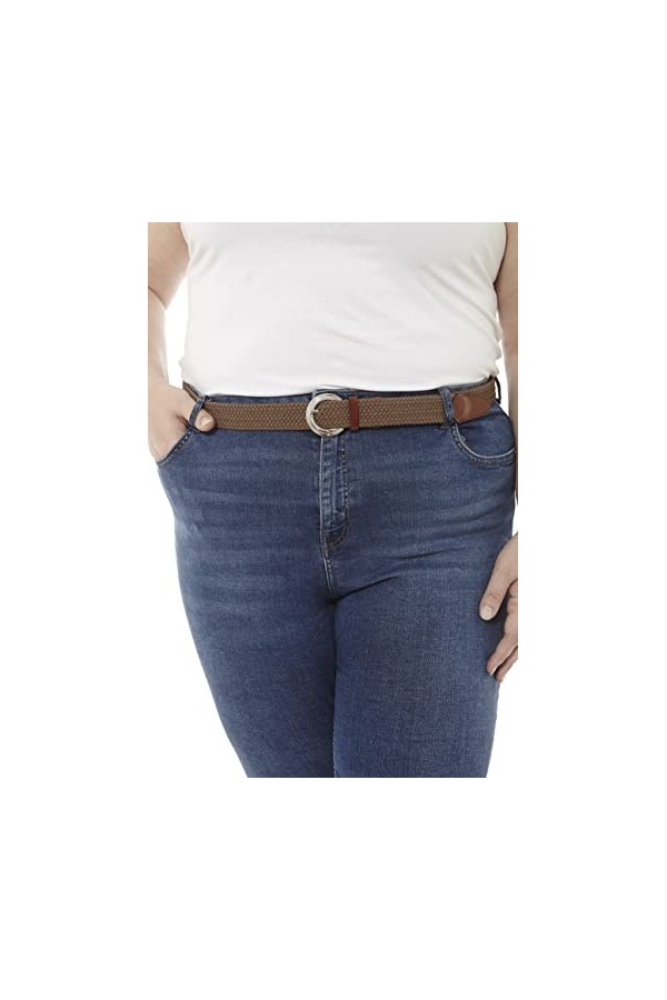 mabel intima - Ceinture élastique pour femme grande taille | Ceinture tressée, rivets en cuir/cuir et boucle argentée | Sans 