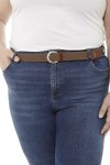 mabel intima - Ceinture élastique pour femme grande taille | Ceinture tressée, rivets en cuir/cuir et boucle argentée | Sans 