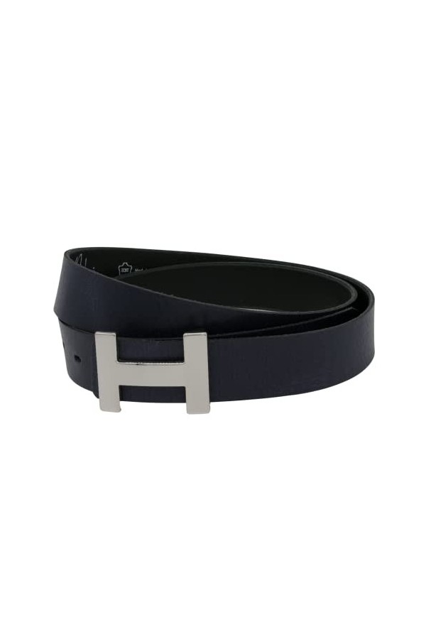 AnnaMatoni Élégante ceinture en cuir de vachette souple de 3 mm dépaisseur avec fermoir en métal tendance 3 cm de large, noi