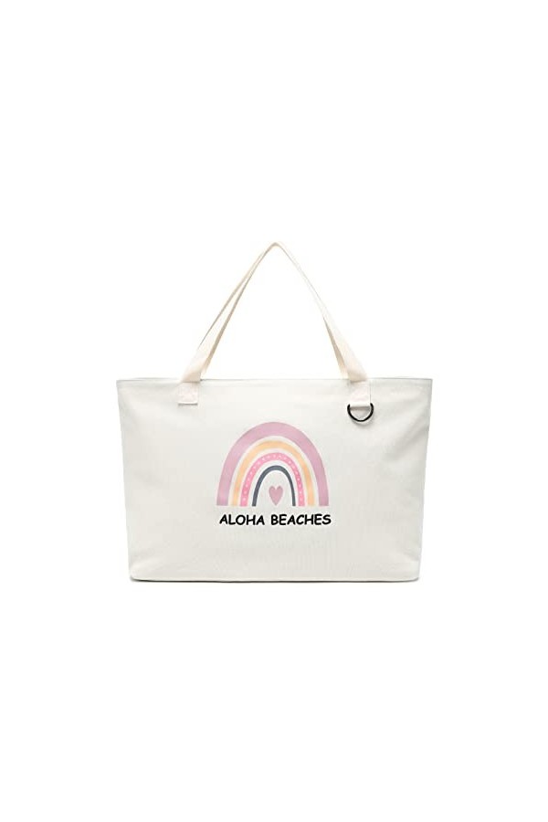 JANSBEN sac de plage XXL femme grand sac toile sac bandoulière avec fermeture éclair Crabe 