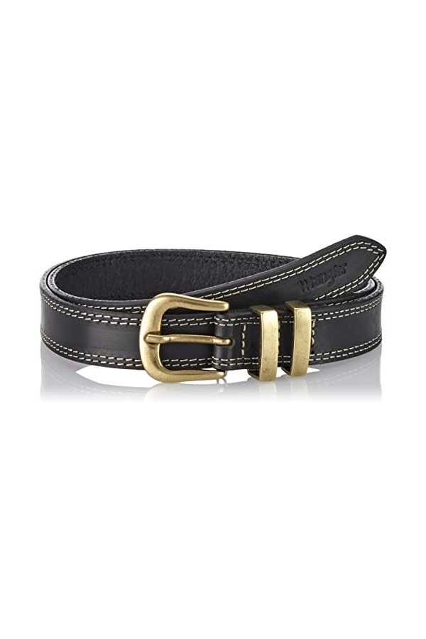 Wrangler Double Loop Belt Ceinture, Black, 80 aux Femmes