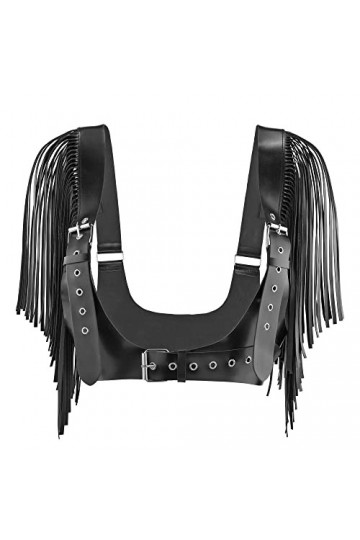 CHIC DIARY Ceinture punk pour femme avec frason en cuir PU poitrine corps ceinture taille rave festival tenue, Noir , taille 