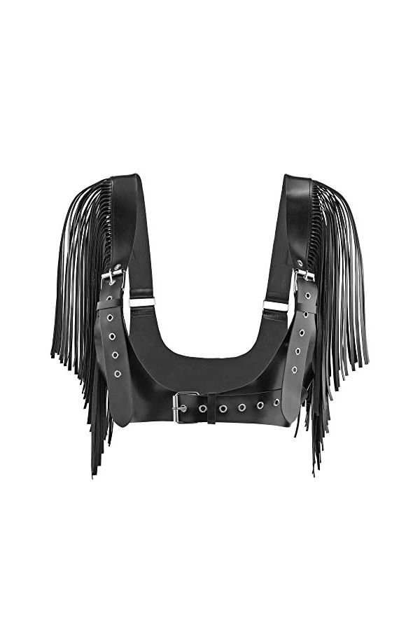CHIC DIARY Ceinture punk pour femme avec frason en cuir PU poitrine corps ceinture taille rave festival tenue, Noir , taille 