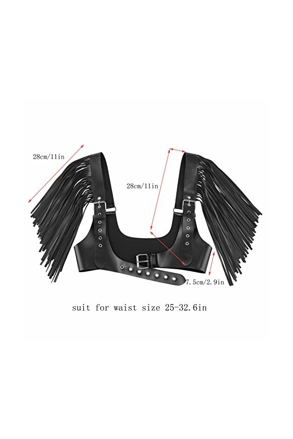 CHIC DIARY Ceinture punk pour femme avec frason en cuir PU poitrine corps ceinture taille rave festival tenue, Noir , taille 