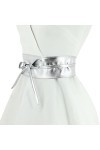 FASHIONGEN - Ceinture femme Obi en Véritable Cuir de Vachette Pleine Fleur, Ceinture pour robe, CASSIANE - Argenté, S-M