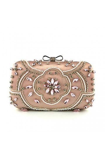 GALSOR Sac de fête pour femme avec perles et paillettes en satin avec décoration vintage, sac de soirée, sac à main de mariag