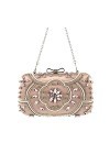 GALSOR Sac de fête pour femme avec perles et paillettes en satin avec décoration vintage, sac de soirée, sac à main de mariag