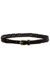 Ceinture double en cuir tressé pour femme, Noir , M/L - 36