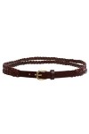 Ceinture double en cuir tressé pour femme, Noir , M/L - 36
