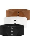 GRACE KARIN Ceinture corset à bouton-pression extensible pour robe large ceintures élastiques, Noir + marron + blanc, M