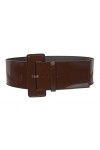Ceinture large en cuir verni pour femme - Marron - XS-71 cm
